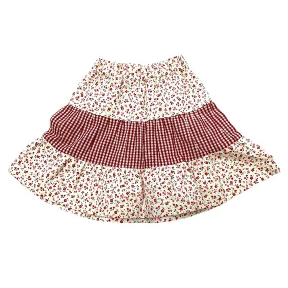 NWT Coco Bonbons Tiered Gingham Floral Skirt 2 2T